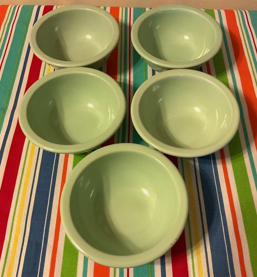 Vintage Set of 5 Dallas Ware Melamine Bowls Seafoam Green